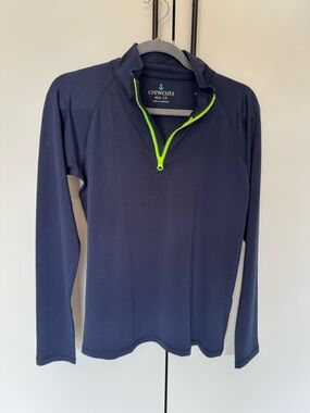 Crewcuts Boys Size 14 Navy Pullover/quarter zip with Neon Yellow-Green accent